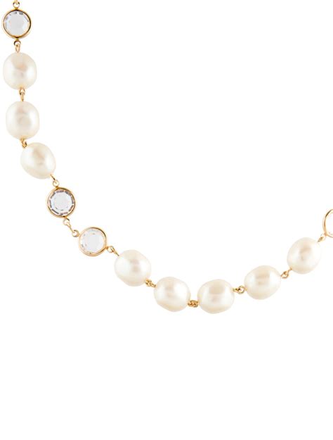 givenchy faux pearl necklace with crystal link station|Pearl necklace with crystals .